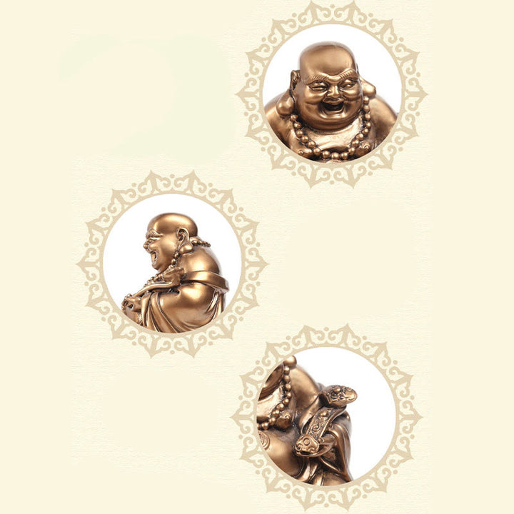 Buddha Stones Buddha che ride Feng Shui Rana Rospo Monete di rame Attraggono la ricchezza Statua in resina Decorazione per la casa