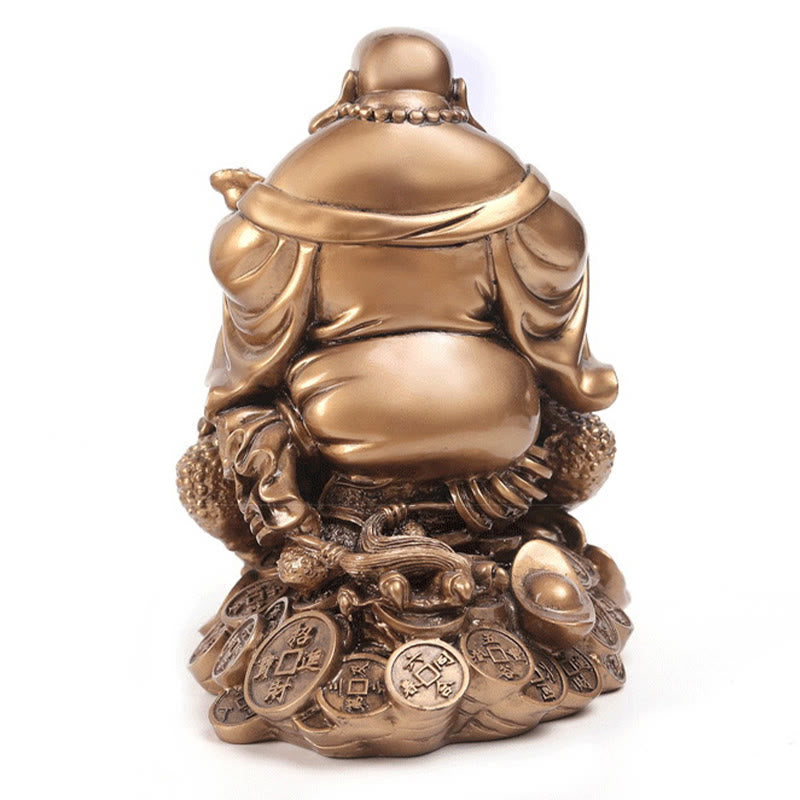 Buddha Stones Buddha che ride Feng Shui Rana Rospo Monete di rame Attraggono la ricchezza Statua in resina Decorazione per la casa - image 15