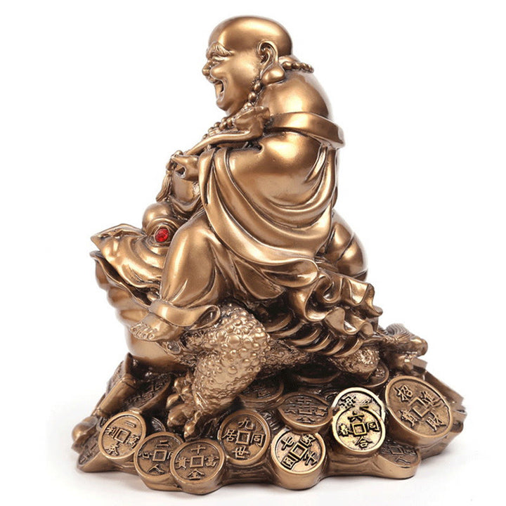 Buddha Stones Buddha che ride Feng Shui Rana Rospo Monete di rame Attraggono la ricchezza Statua in resina Decorazione per la casa