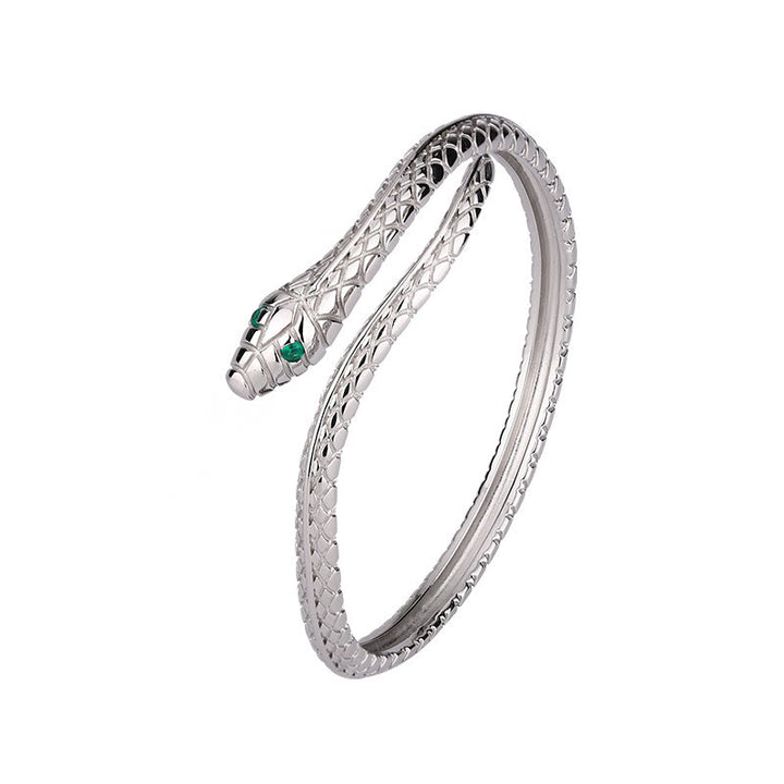 Braccialetto di benedizione dell'anno del serpente a forma di serpente in argento sterling 999 Buddha Stones