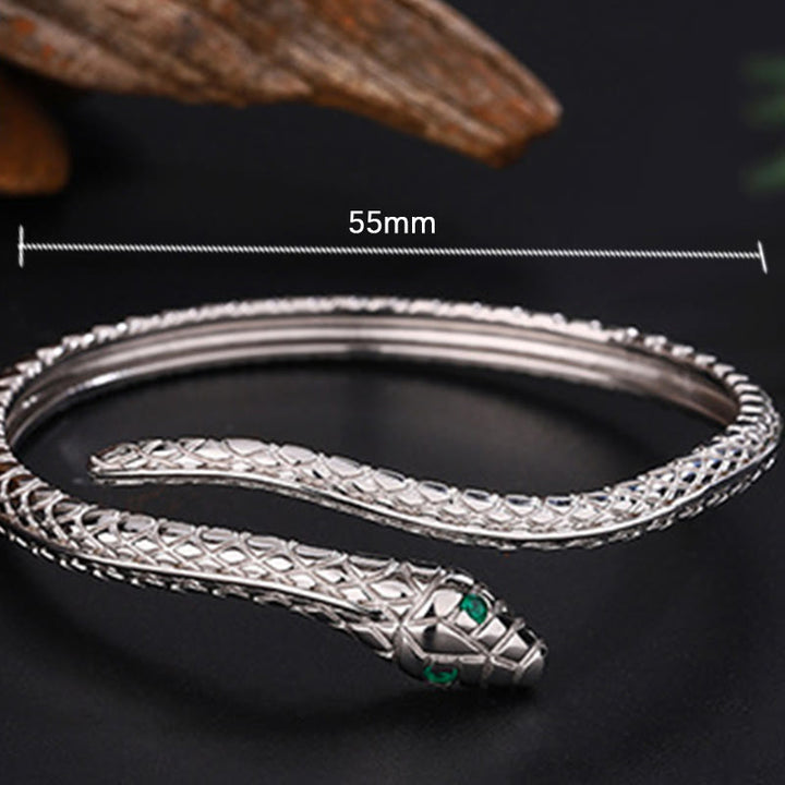 Braccialetto di benedizione dell'anno del serpente a forma di serpente in argento sterling 999 Buddha Stones