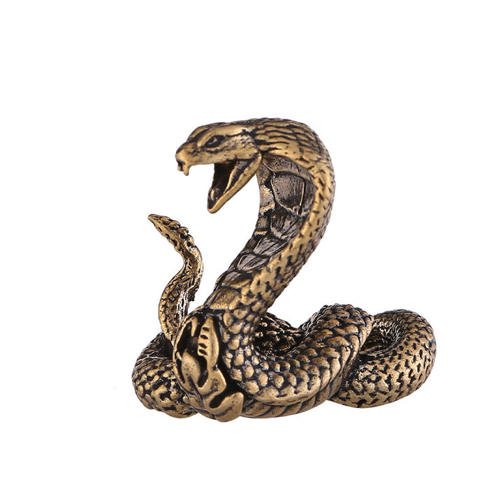 Buddha Stones Mini Piccolo Anno del Serpente Cobra Ottone Rame Decorazione per la casa