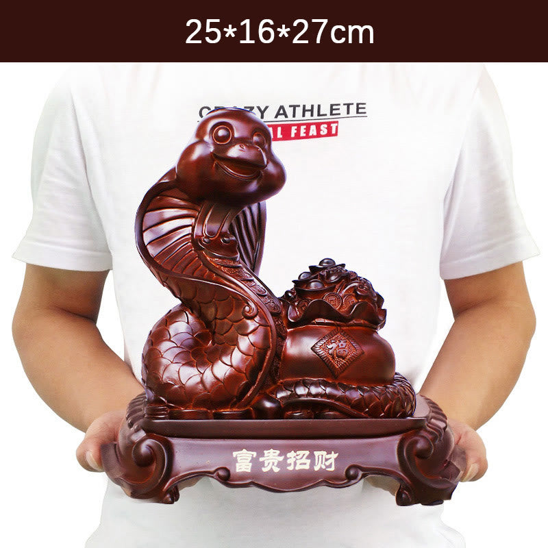 Buddha Stones Anno del serpente Fu Carattere Tesoro Ciotola Lingotti Raccogli Ricchezza Resina Casa Statua Decorazione