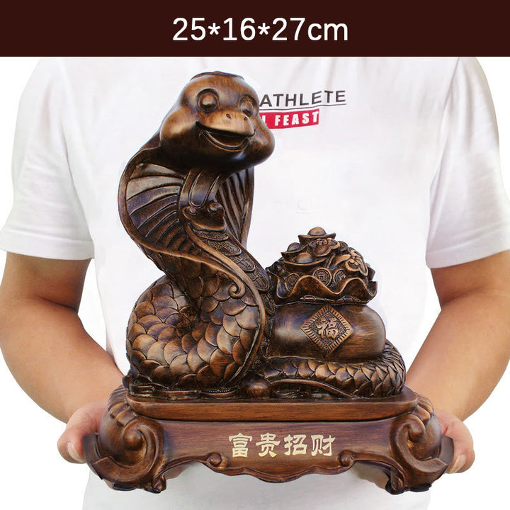 Buddha Stones Anno del serpente Fu Carattere Tesoro Ciotola Lingotti Raccogli Ricchezza Resina Casa Statua Decorazione