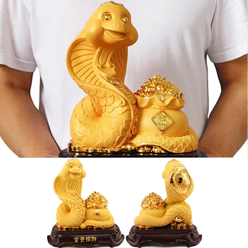 Buddha Stones Anno del serpente Fu Carattere Tesoro Ciotola Lingotti Raccogli Ricchezza Resina Casa Statua Decorazione