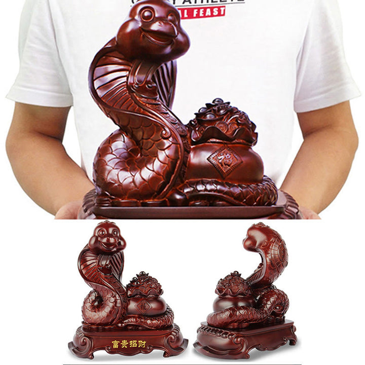 Buddha Stones Anno del serpente Fu Carattere Tesoro Ciotola Lingotti Raccogli Ricchezza Resina Casa Statua Decorazione