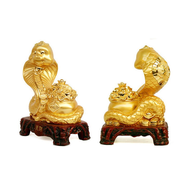 Buddha Stones Anno del serpente Fu Carattere Tesoro Ciotola Lingotti Raccogli Ricchezza Resina Casa Statua Decorazione