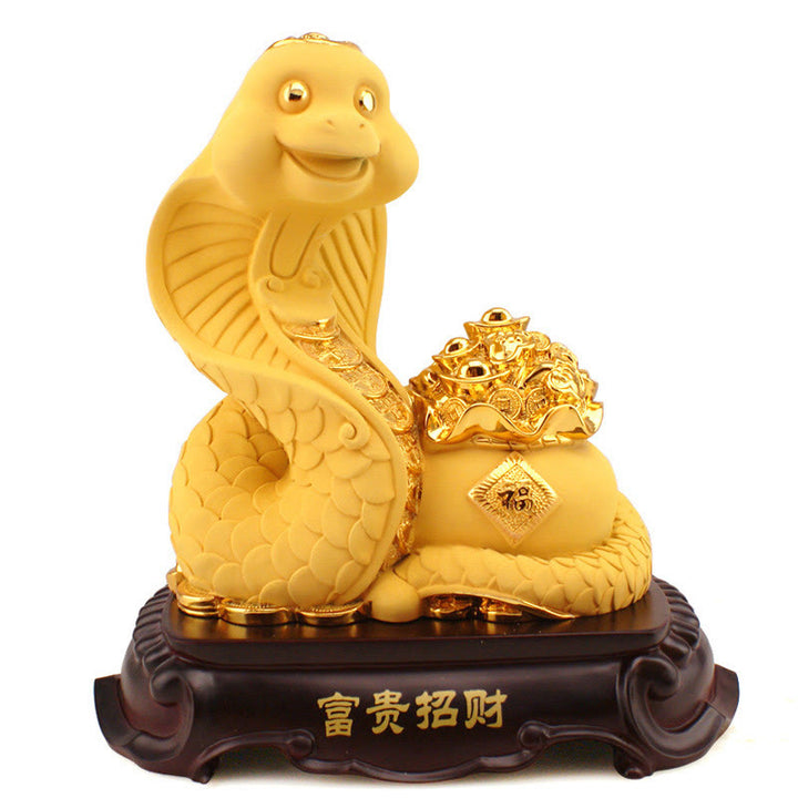 Buddha Stones Anno del serpente Fu Carattere Tesoro Ciotola Lingotti Raccogli Ricchezza Resina Casa Statua Decorazione
