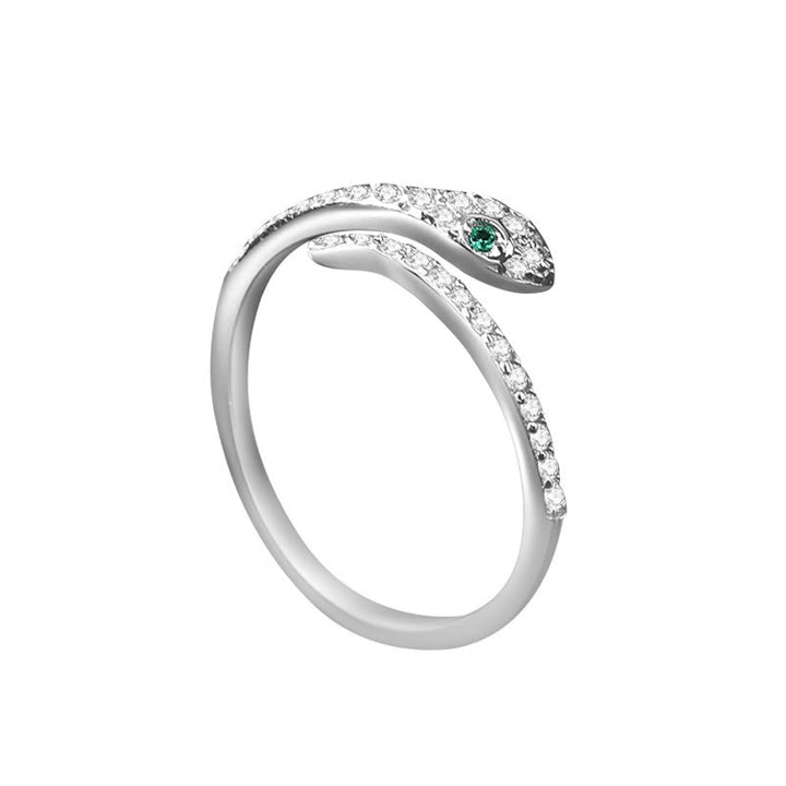 Anello regolabile aperto a forma di vongola Buddha Stones in argento sterling 925 Anno del serpente