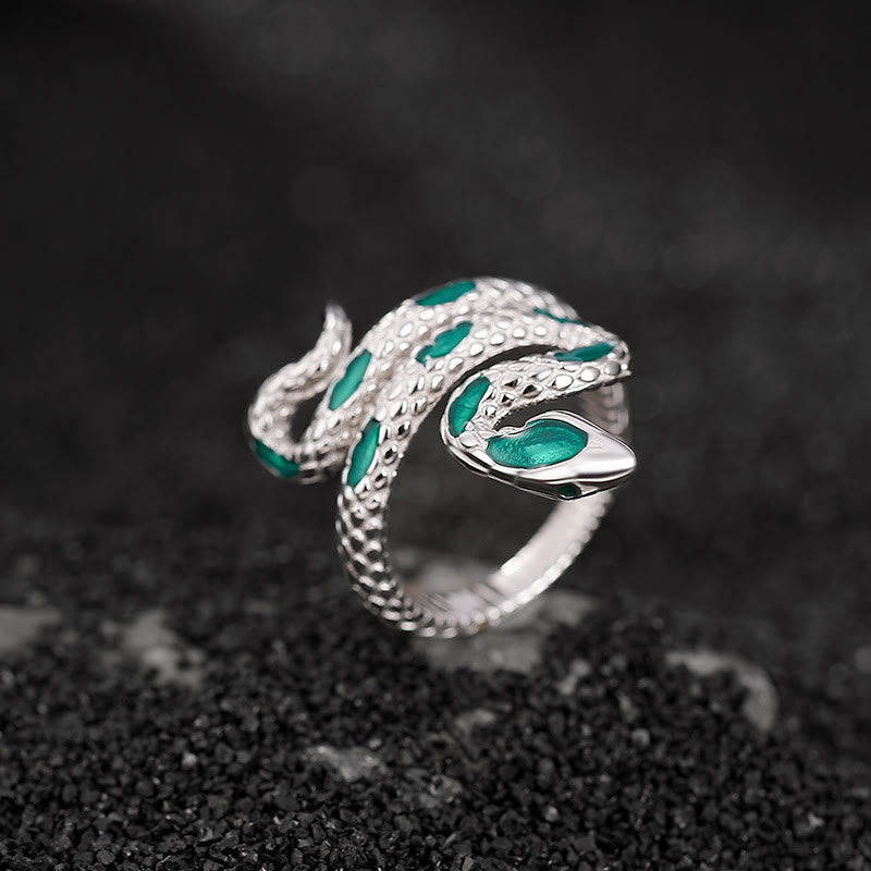 Anello di benedizione aperto regolabile con Buddha Stones in argento sterling 925 Anno del serpente