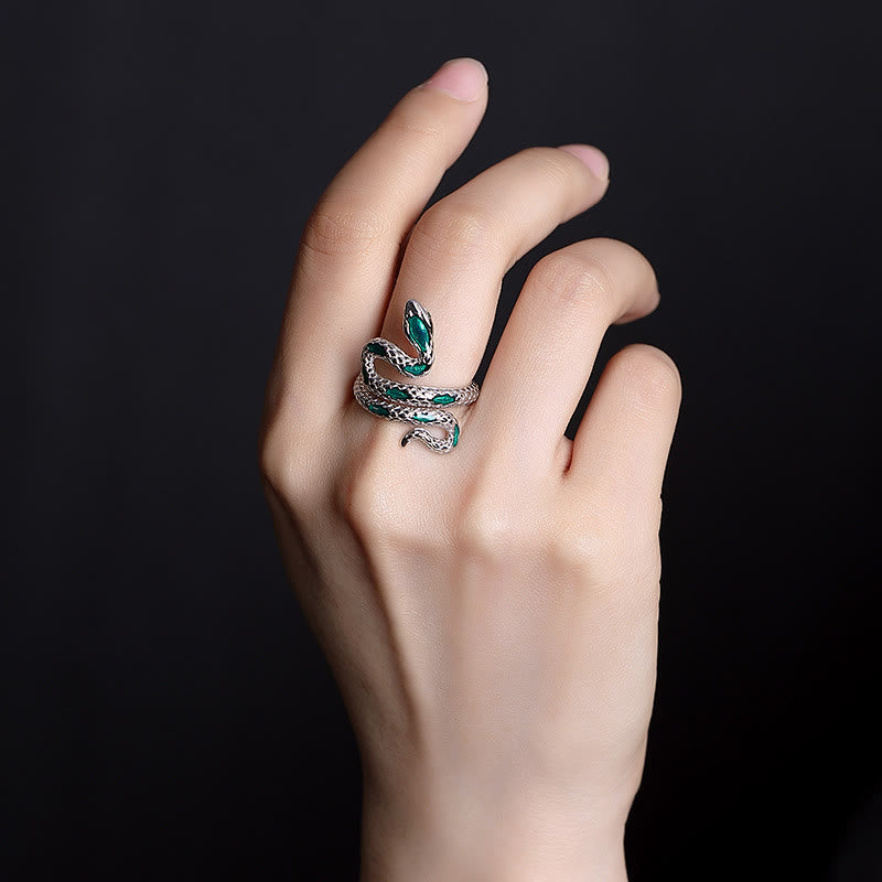 Anello di benedizione aperto regolabile con Buddha Stones in argento sterling 925 Anno del serpente