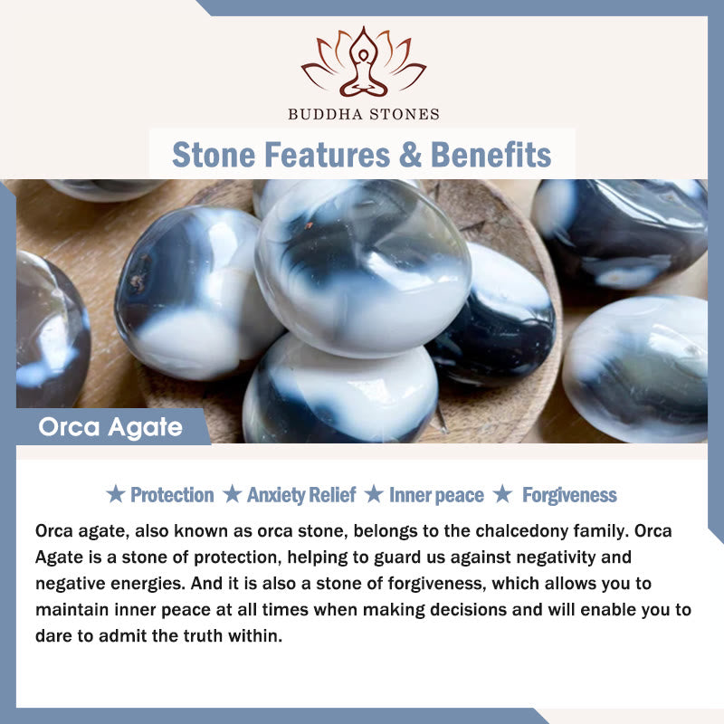 Braccialetto di protezione in agata orca Buddha Stones