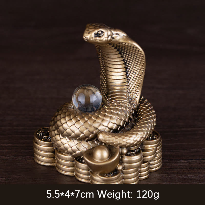 Buddha Stones Anno del serpente Lingotti Monete di rame Palla Ricchezza Statua in resina Decorazione per la casa - Piccolo serpente in bronzo a forma di lingotto, 5,5*4*7 cm - image 2