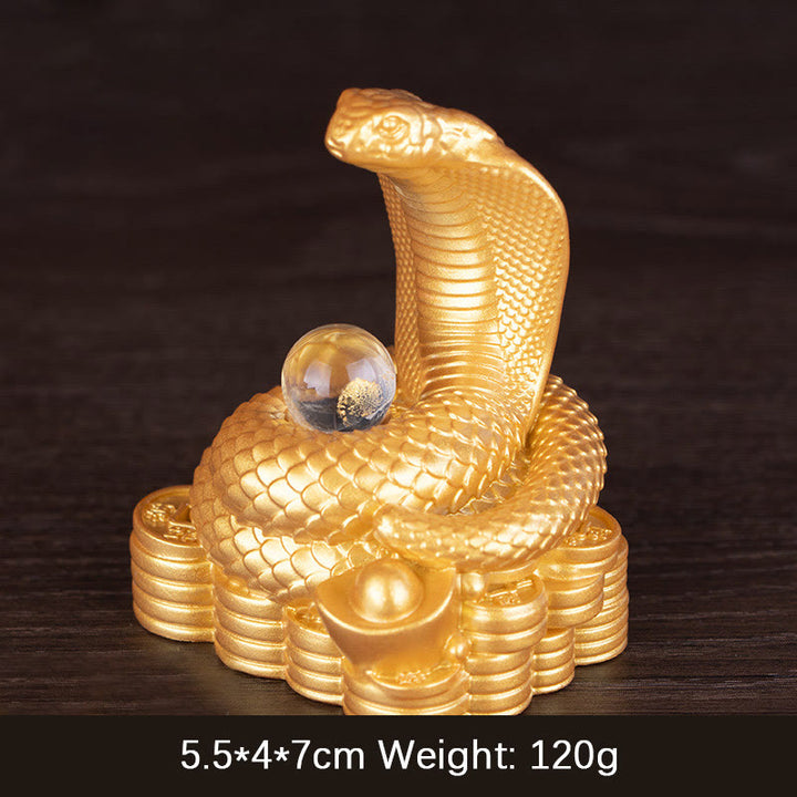 Buddha Stones Anno del serpente Lingotti Monete di rame Palla Ricchezza Statua in resina Decorazione per la casa - Piccolo serpente a forma di lingotto d'oro 5,5*4*7 cm - image 1