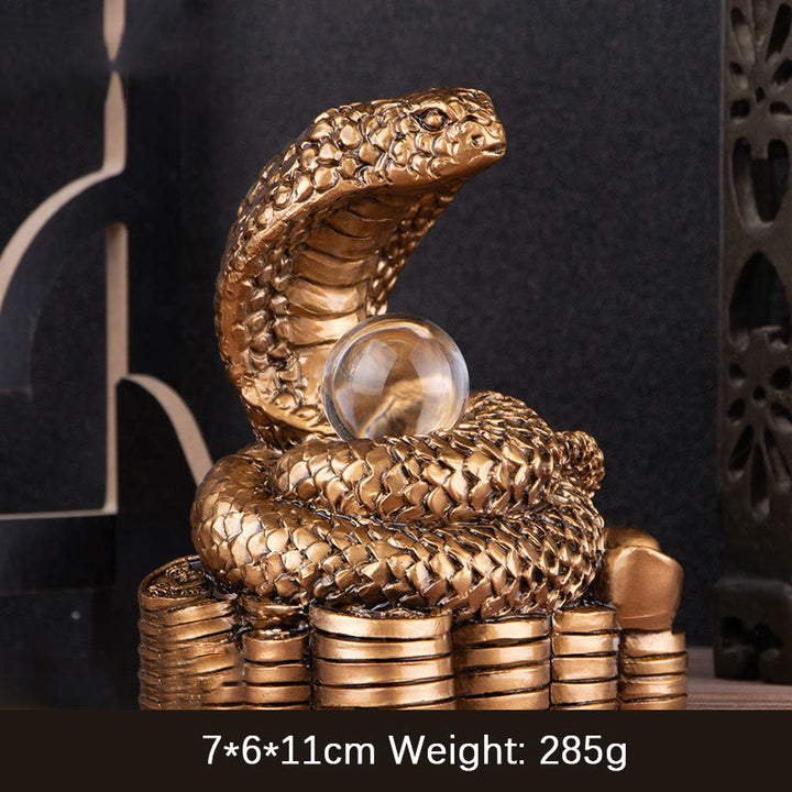 Buddha Stones Anno del serpente Lingotti Monete di rame Palla Ricchezza Statua in resina Decorazione per la casa - Grande serpente in lingotto di bronzo 8*5,5*9,2 cm - image 5