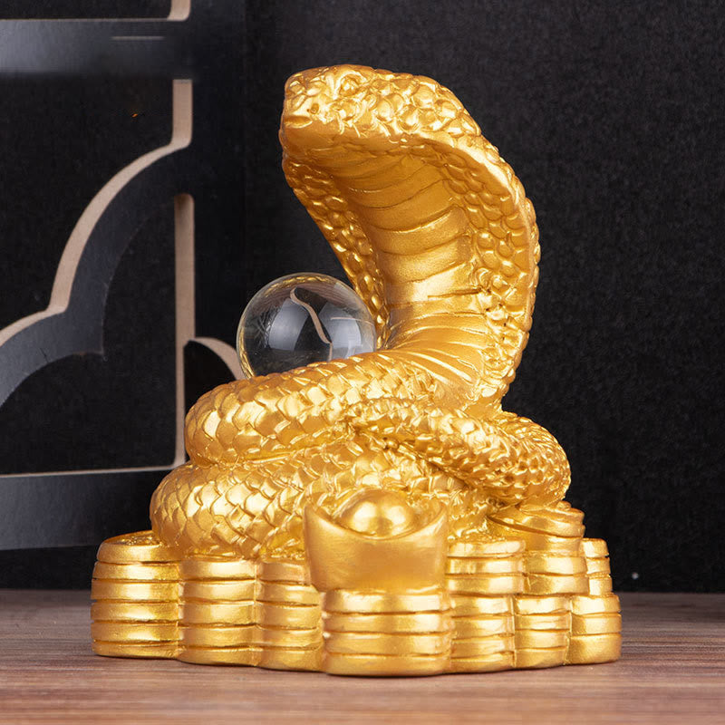 Buddha Stones Anno del serpente Lingotti Monete di rame Palla Ricchezza Statua in resina Decorazione per la casa - image 0