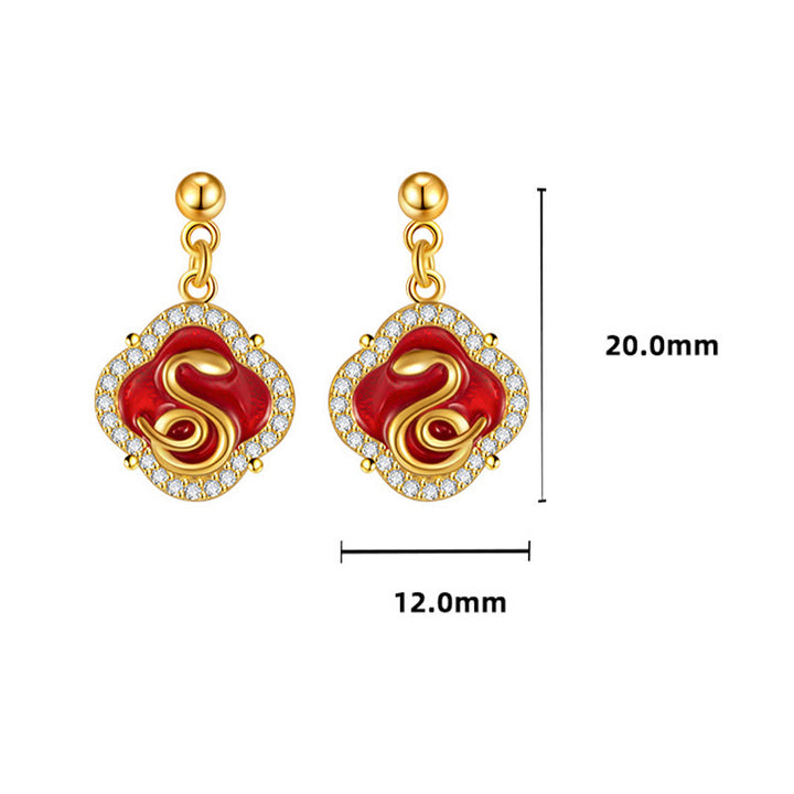 Orecchini Buddha Stones in argento sterling 925 con benedizione dell'anno del serpente