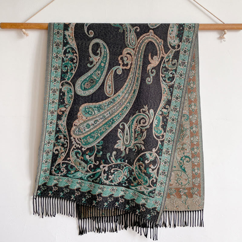 Scialle con nappa di fiori di anacardi tibetani Buddha Stones , autunno inverno, sciarpa da viaggio avvolgente - image 7