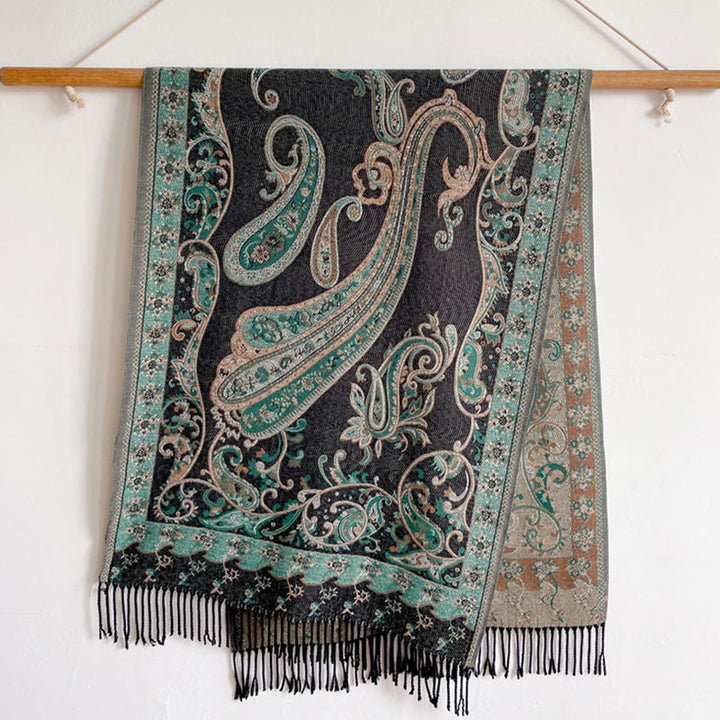 Scialle con nappa di fiori di anacardi tibetani Buddha Stones , autunno inverno, sciarpa da viaggio avvolgente - image 7