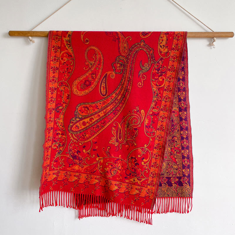 Scialle con nappa di fiori di anacardi tibetani Buddha Stones , autunno inverno, sciarpa da viaggio avvolgente - image 16