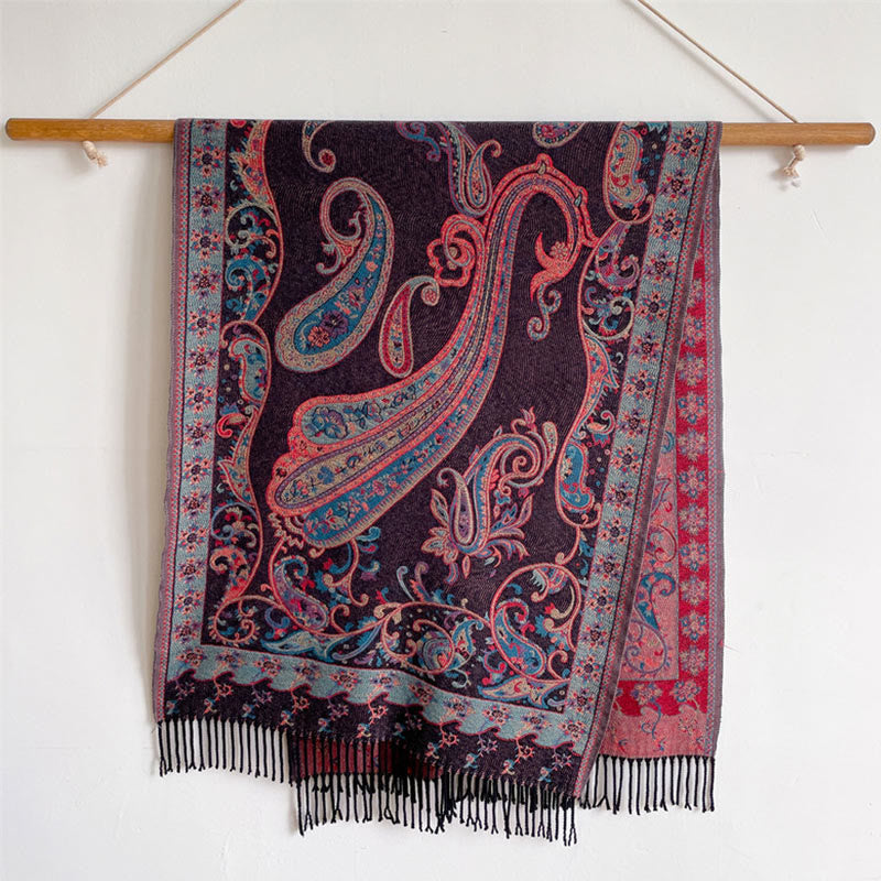 Scialle con nappa di fiori di anacardi tibetani Buddha Stones , autunno inverno, sciarpa da viaggio avvolgente - image 27