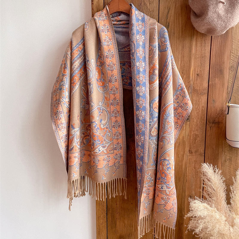 Scialle con nappa di fiori di anacardi tibetani Buddha Stones , autunno inverno, sciarpa da viaggio avvolgente - image 34