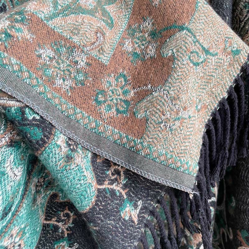 Scialle con nappa di fiori di anacardi tibetani Buddha Stones , autunno inverno, sciarpa da viaggio avvolgente - image 4