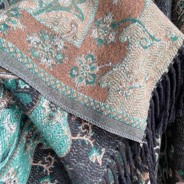 Scialle con nappa di fiori di anacardi tibetani Buddha Stones , autunno inverno, sciarpa da viaggio avvolgente - image 4