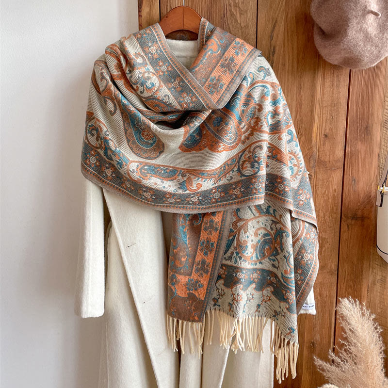 Scialle con nappa di fiori di anacardi tibetani Buddha Stones , autunno inverno, sciarpa da viaggio avvolgente - image 40
