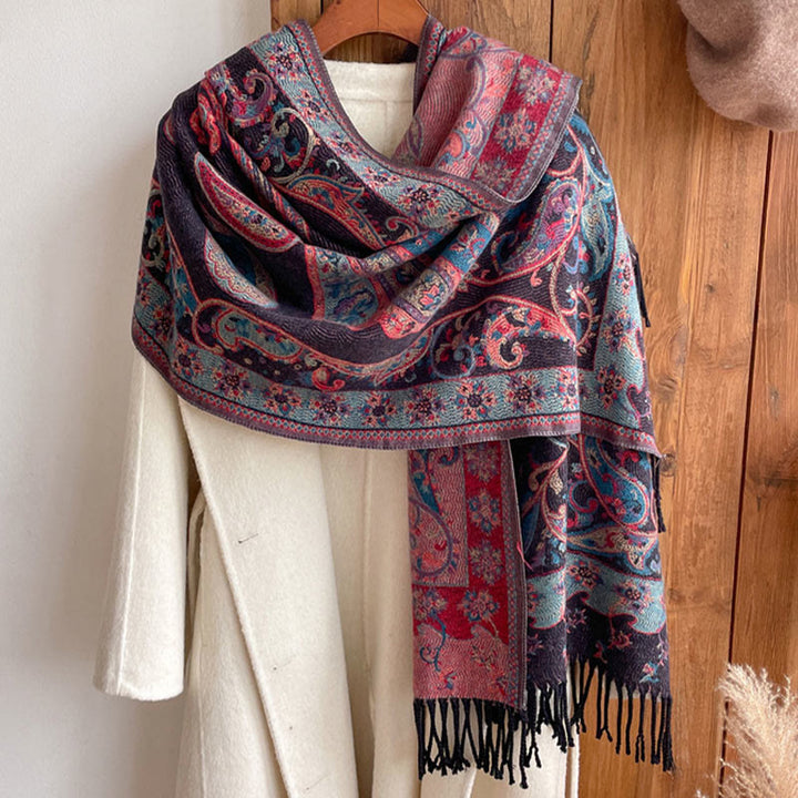 Scialle con nappa di fiori di anacardi tibetani Buddha Stones , autunno inverno, sciarpa da viaggio avvolgente - image 25