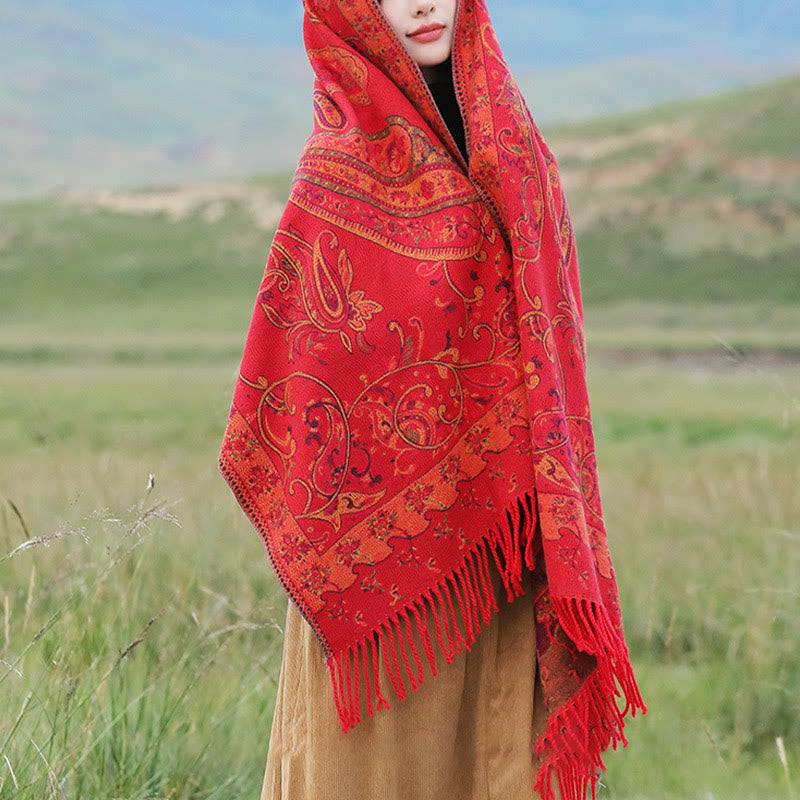 Scialle con nappa di fiori di anacardi tibetani Buddha Stones , autunno inverno, sciarpa da viaggio avvolgente - image 10