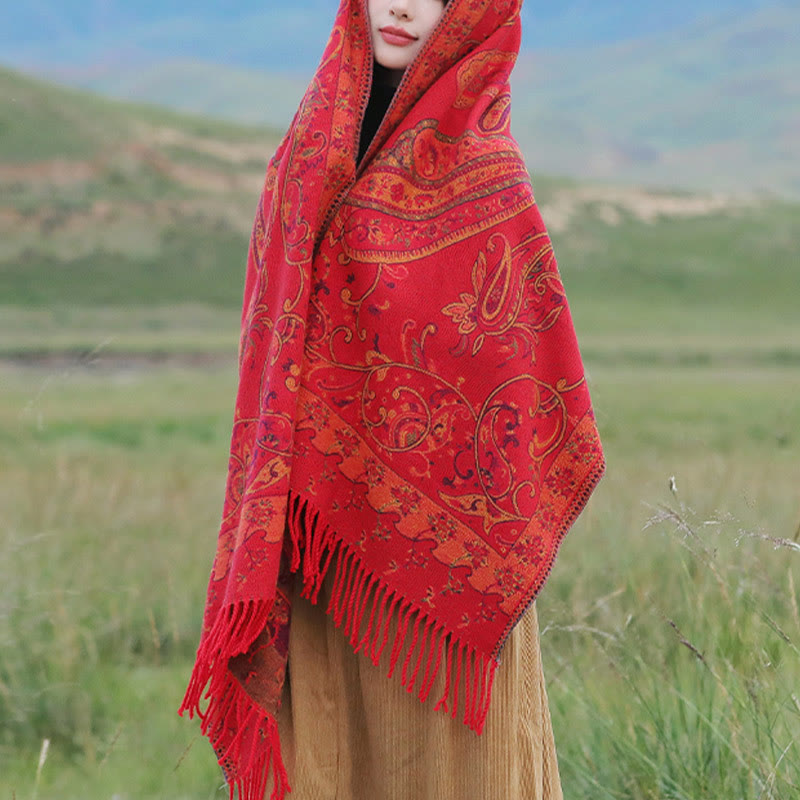 Scialle con nappa di fiori di anacardi tibetani Buddha Stones , autunno inverno, sciarpa da viaggio avvolgente - image 11