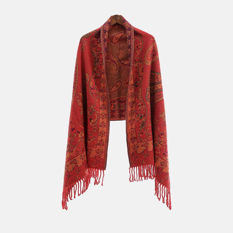 Scialle con nappa di fiori di anacardi tibetani Buddha Stones , autunno inverno, sciarpa da viaggio avvolgente - image 17