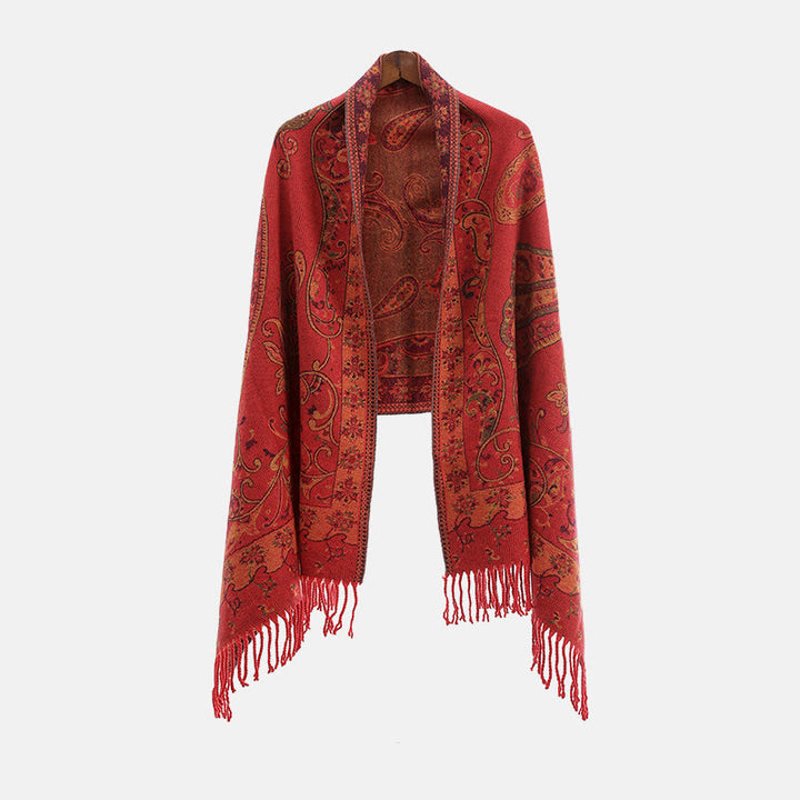 Scialle con nappa di fiori di anacardi tibetani Buddha Stones , autunno inverno, sciarpa da viaggio avvolgente - image 17