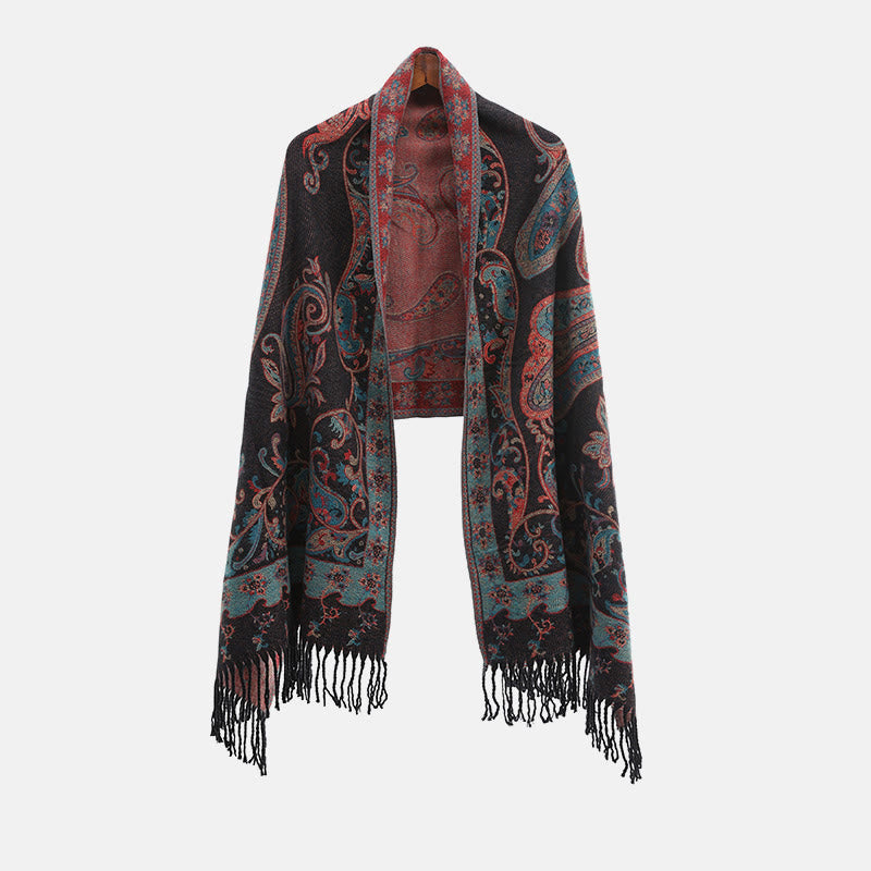 Scialle con nappa di fiori di anacardi tibetani Buddha Stones , autunno inverno, sciarpa da viaggio avvolgente - image 29
