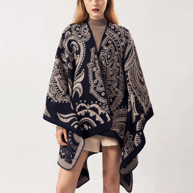 Scialle con fiori di anacardi tibetani Buddha Stones, sciarpa avvolgente calda invernale autunnale - BurlyWood - 130*150 cm - image 0