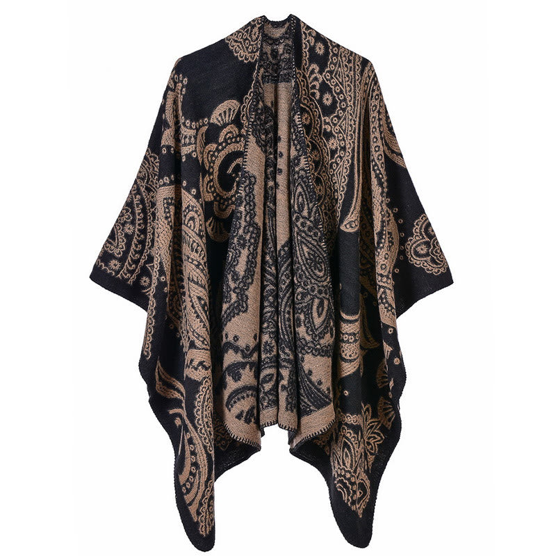 Scialle con fiori di anacardi tibetani Buddha Stones, sciarpa avvolgente calda invernale autunnale - image 6