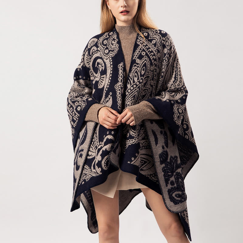 Scialle con fiori di anacardi tibetani Buddha Stones, sciarpa avvolgente calda invernale autunnale - image 5