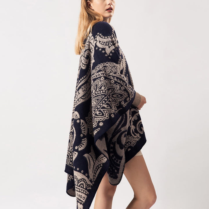 Scialle con fiori di anacardi tibetani Buddha Stones, sciarpa avvolgente calda invernale autunnale - image 2