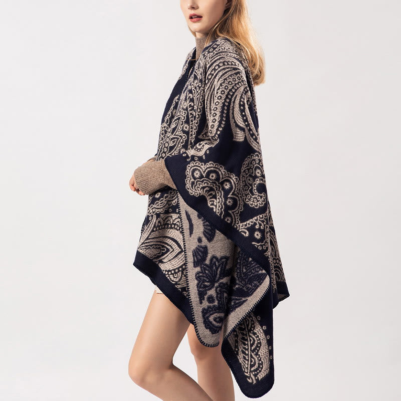 Scialle con fiori di anacardi tibetani Buddha Stones, sciarpa avvolgente calda invernale autunnale - image 4