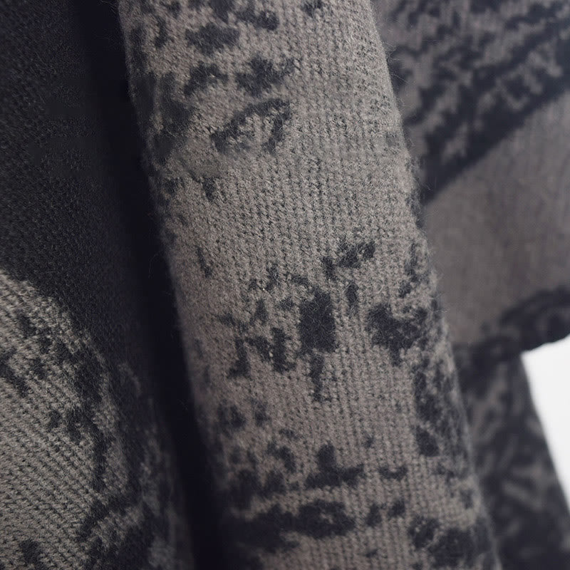 Buddha Stones Nero Grigio Sika Deer Animale Foresta Scialle bifacciale Autunno Inverno Sciarpa calda avvolgente - image 17