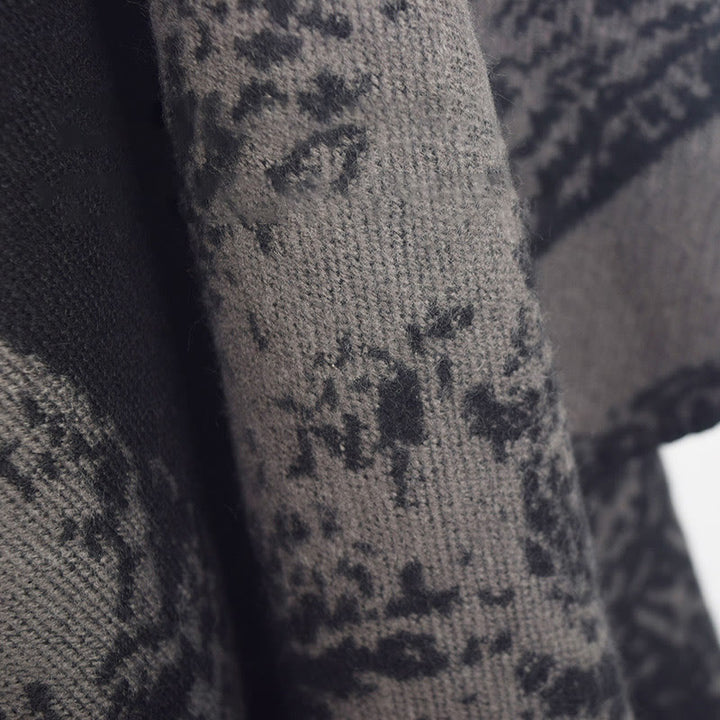 Buddha Stones Nero Grigio Sika Deer Animale Foresta Scialle bifacciale Autunno Inverno Sciarpa calda avvolgente - image 17