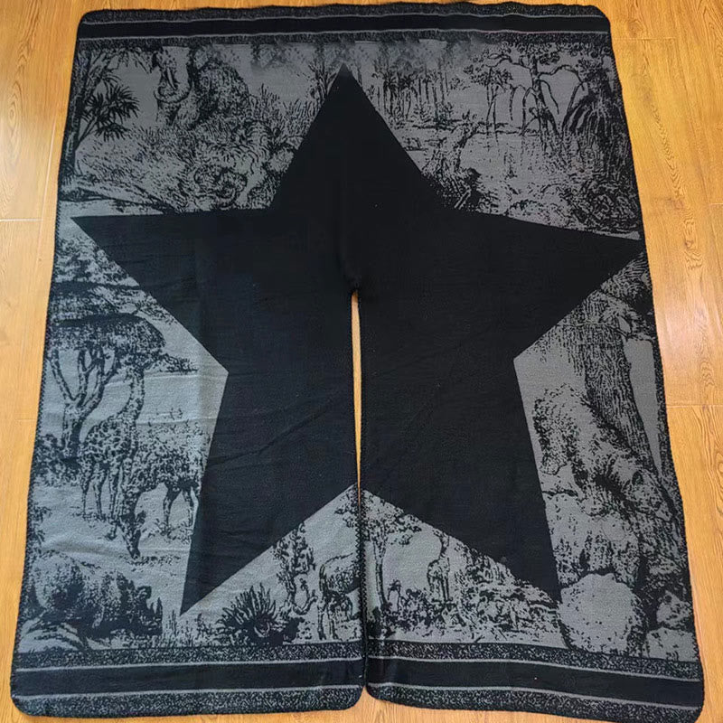 Buddha Stones Nero Grigio Sika Deer Animale Foresta Scialle bifacciale Autunno Inverno Sciarpa calda avvolgente - image 16