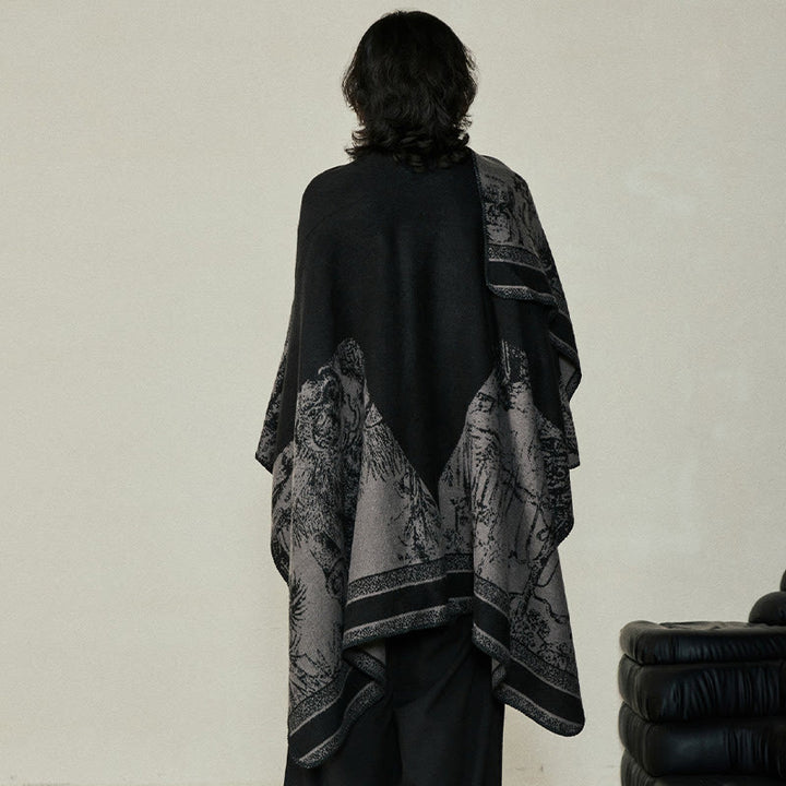 Buddha Stones Nero Grigio Sika Deer Animale Foresta Scialle bifacciale Autunno Inverno Sciarpa calda avvolgente - image 9