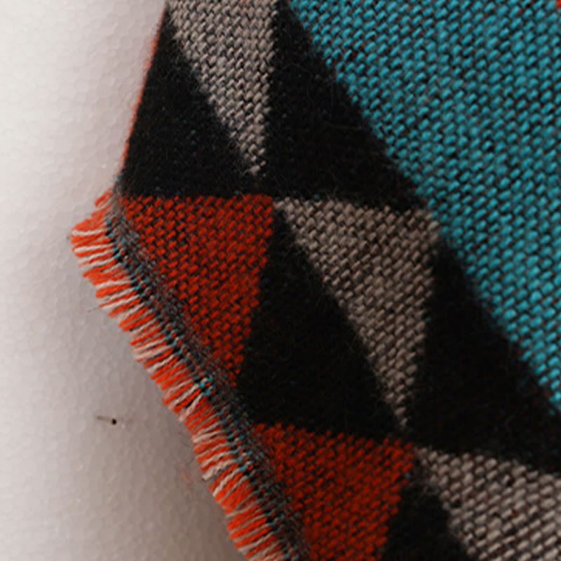 Buddha Stones con motivo geometrico a rombi arancioni tibetano, nappe, sciarpa calda invernale autunnale - image 19