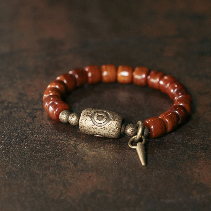 Buddha Stones Yak Bone Dzi Forma Rame Cono Pendente Bracciale Forza