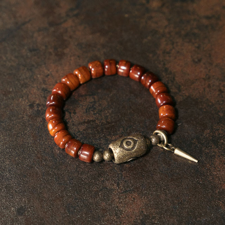 Buddha Stones Yak Bone Dzi Forma Rame Cono Pendente Bracciale Forza