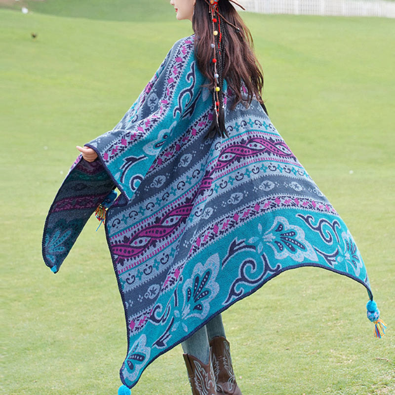 Buddha Stones , motivo floreale, autunno inverno, caldo e morbido, sciarpa avvolgente - Blu 160*135cm - image 0