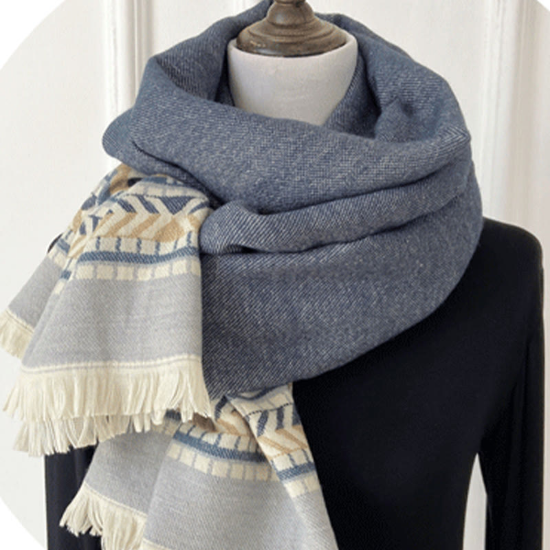 Buddha Stones con motivo geometrico a rombi tibetano, motivo a nappe, autunno inverno, caldo e accogliente, sciarpa avvolgente - image 12