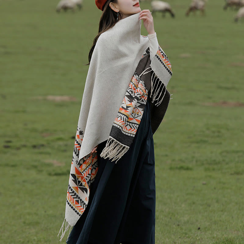 Buddha Stones con motivo geometrico a rombi tibetano, motivo a nappe, autunno inverno, caldo e accogliente, sciarpa avvolgente - image 20